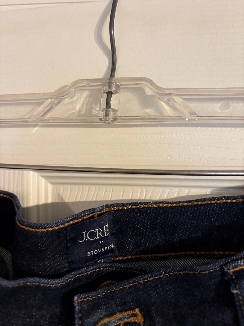 J. Crew Dark Indigo Denim Jeans with Gold Stitching